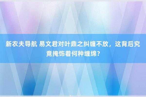 新农夫导航 易文君对叶鼎之纠缠不放，这背后究竟掩饰着何种缠绵？