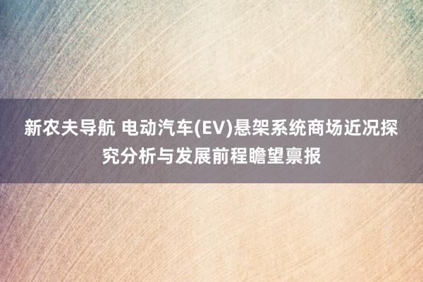 新农夫导航 电动汽车(EV)悬架系统商场近况探究分析与发展前程瞻望禀报