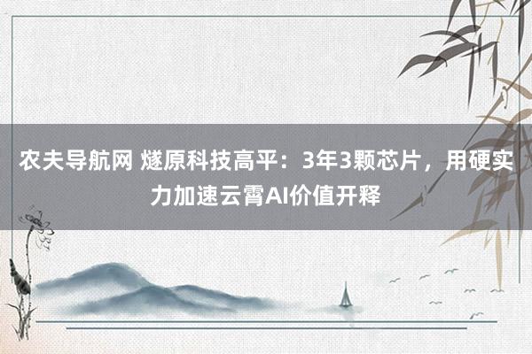 农夫导航网 燧原科技高平：3年3颗芯片，用硬实力加速云霄AI价值开释