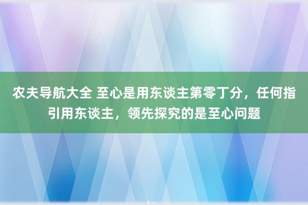 农夫导航大全 至心是用东谈主第零丁分，任何指引用东谈主，领先探究的是至心问题