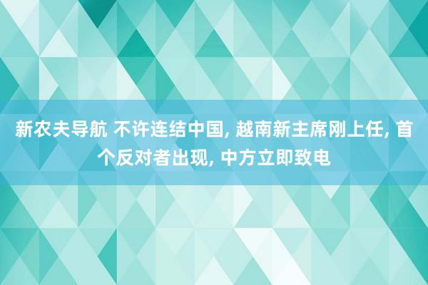 新农夫导航 不许连结中国， 越南新主席刚上任， 首个反对者出现， 中方立即致电