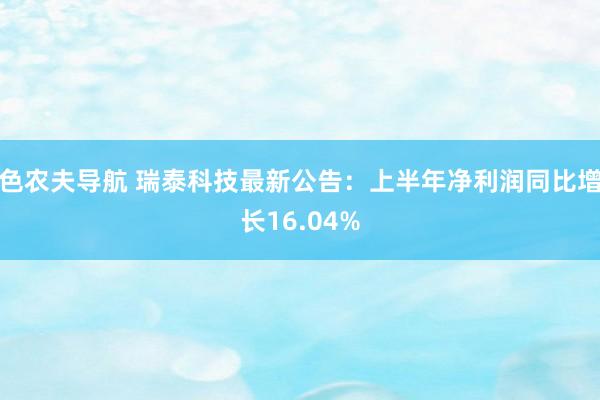 色农夫导航 瑞泰科技最新公告：上半年净利润同比增长16.04%