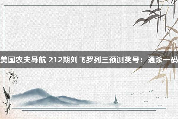 美国农夫导航 212期刘飞罗列三预测奖号：通杀一码