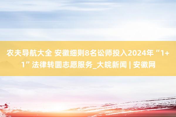 农夫导航大全 安徽细则8名讼师投入2024年“1+1”法律转圜志愿服务_大皖新闻 | 安徽网