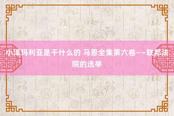 小泽玛利亚是干什么的 马恩全集第六卷——联邦法院的选举