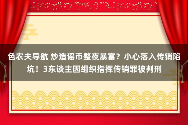 色农夫导航 炒造谣币整夜暴富？小心落入传销陷坑！3东谈主因组织指挥传销罪被判刑